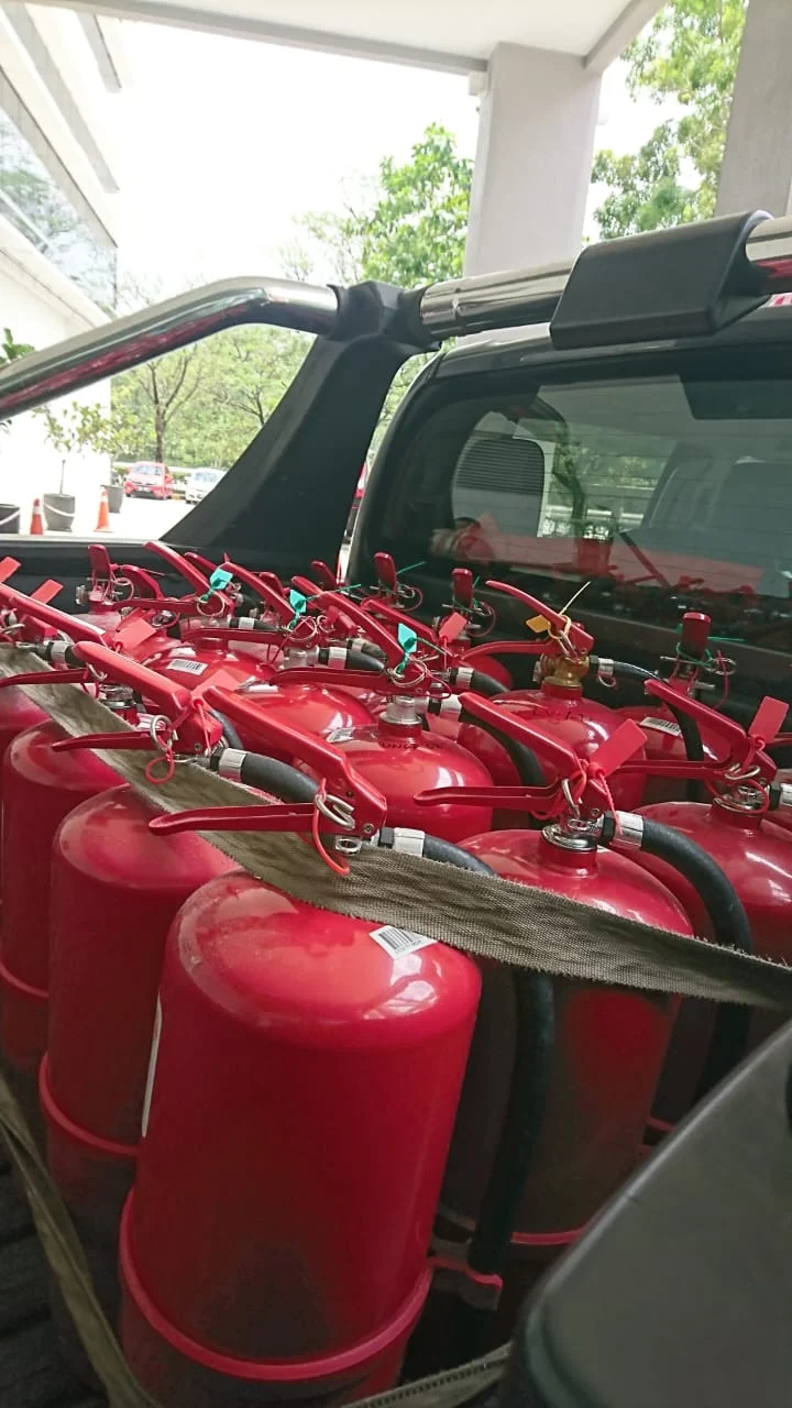 Fire extinguishers prepared for supply and installation