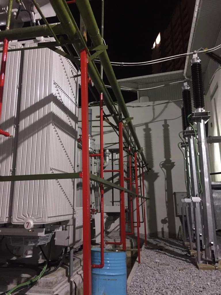 Technician completing fire sprinkler installation work